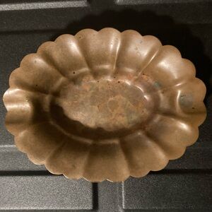 Unique Scalloped copper ashtray (labeled silver on copper)